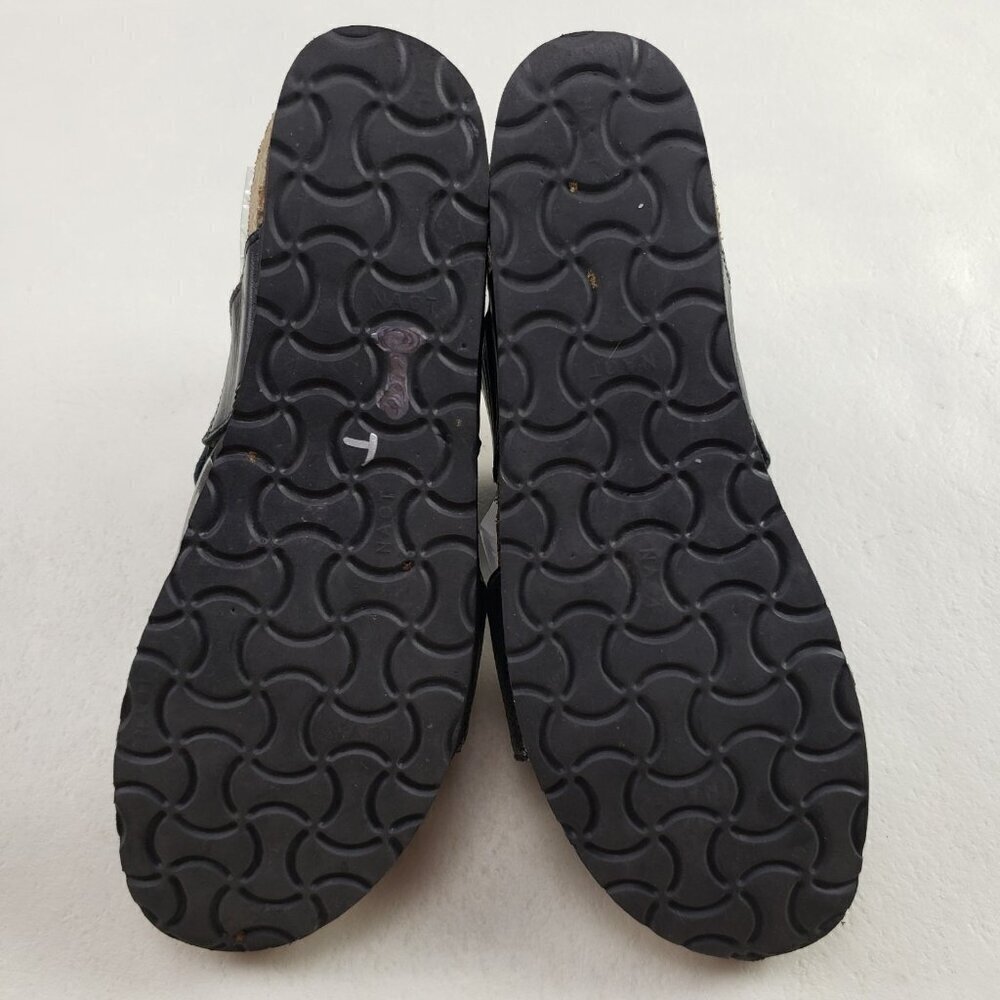 Naot Emma Slide Wedge Sandal Womens 7 EU 38 Black Silver Leather Slip On Strappy - Picture 9 of 11